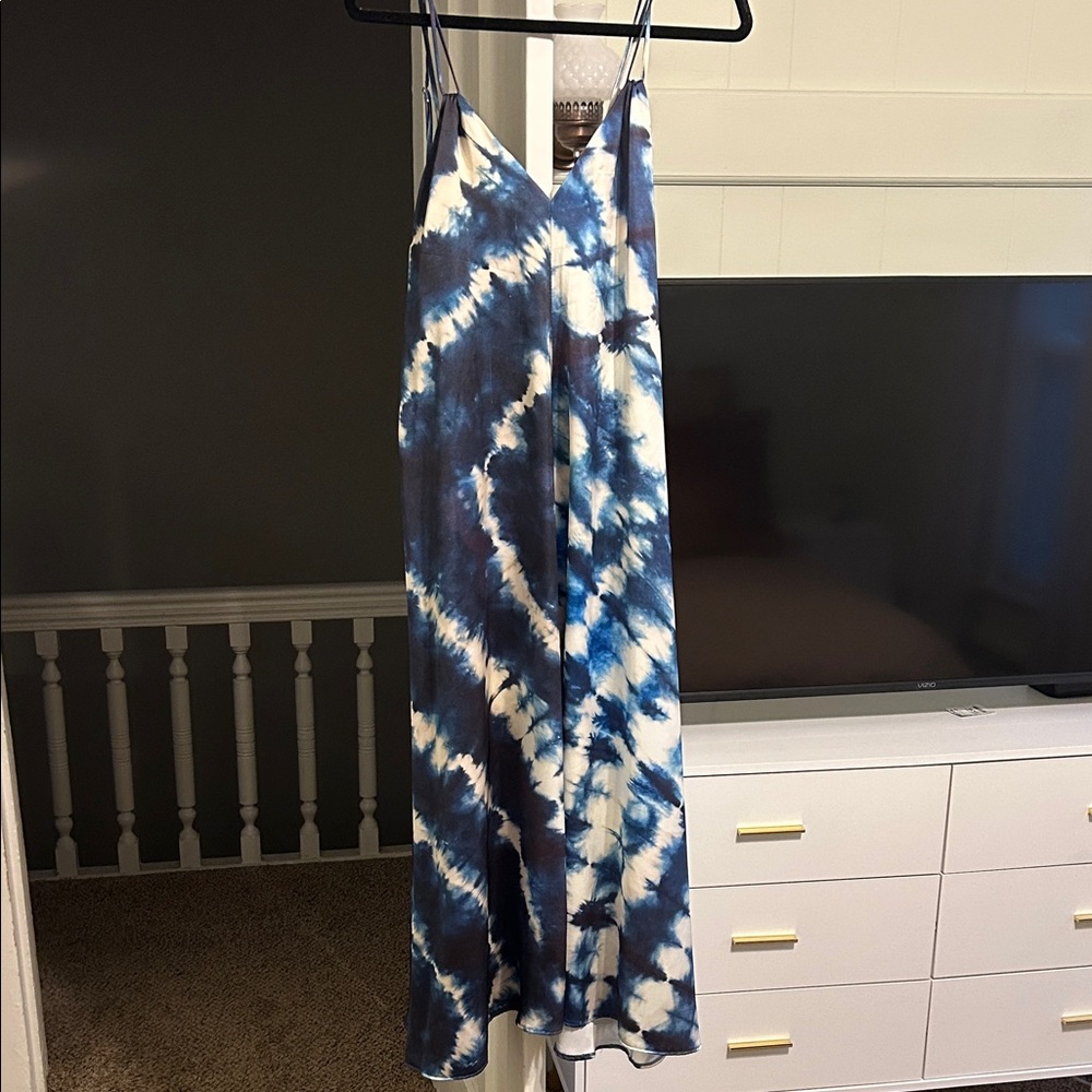 Zara Strappy Blue and White Tie-Dye Dress